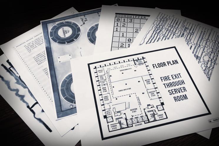 printed maps and clues for escape room