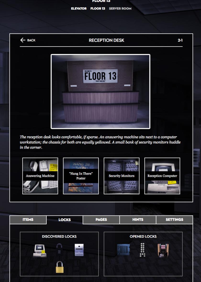 digital escape room interface