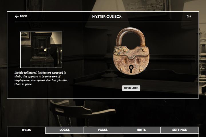 Lock on escape room interface