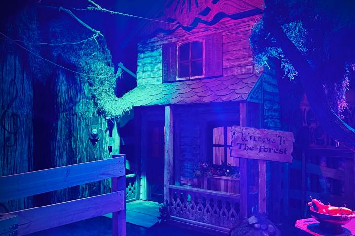 A cottage in dark woods